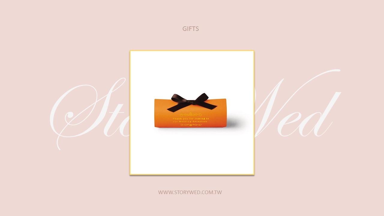 【A】暖橘緞帶小禮盒Sucre Blanche(迷你愛心派)